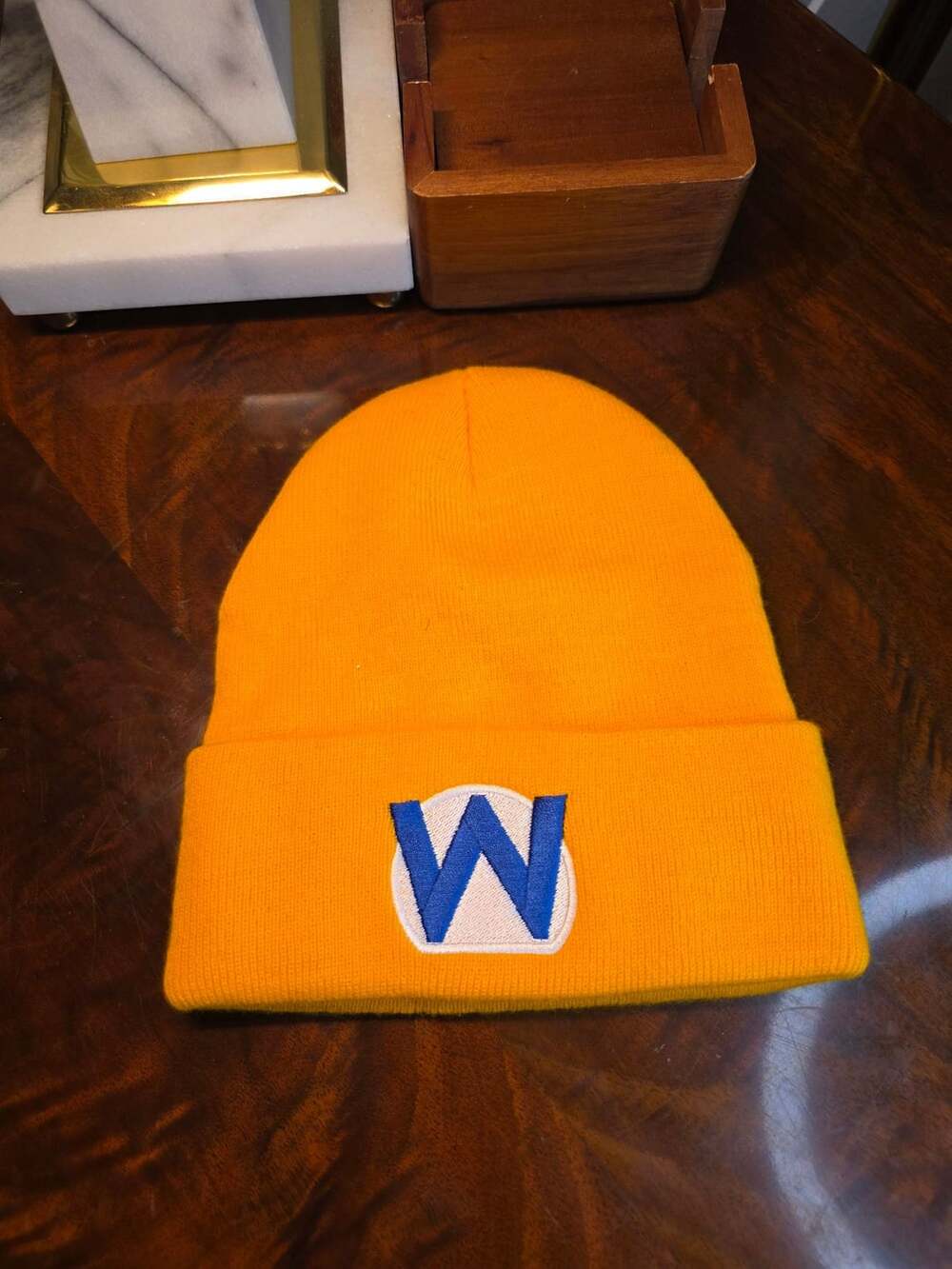 Cameo Wario Embroidered Yellow Beanie Cuffed Winter Hat Costume